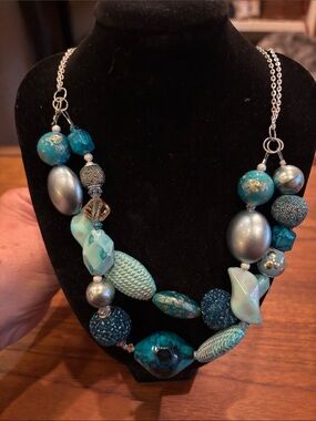 Turquoise Multi-Bead Statement Necklace - Women Jewelry
